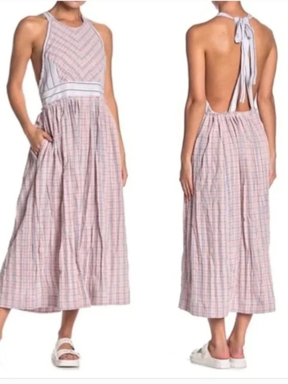 FREE PEOPLE COLOR THEORY COTTON APRON DRESS